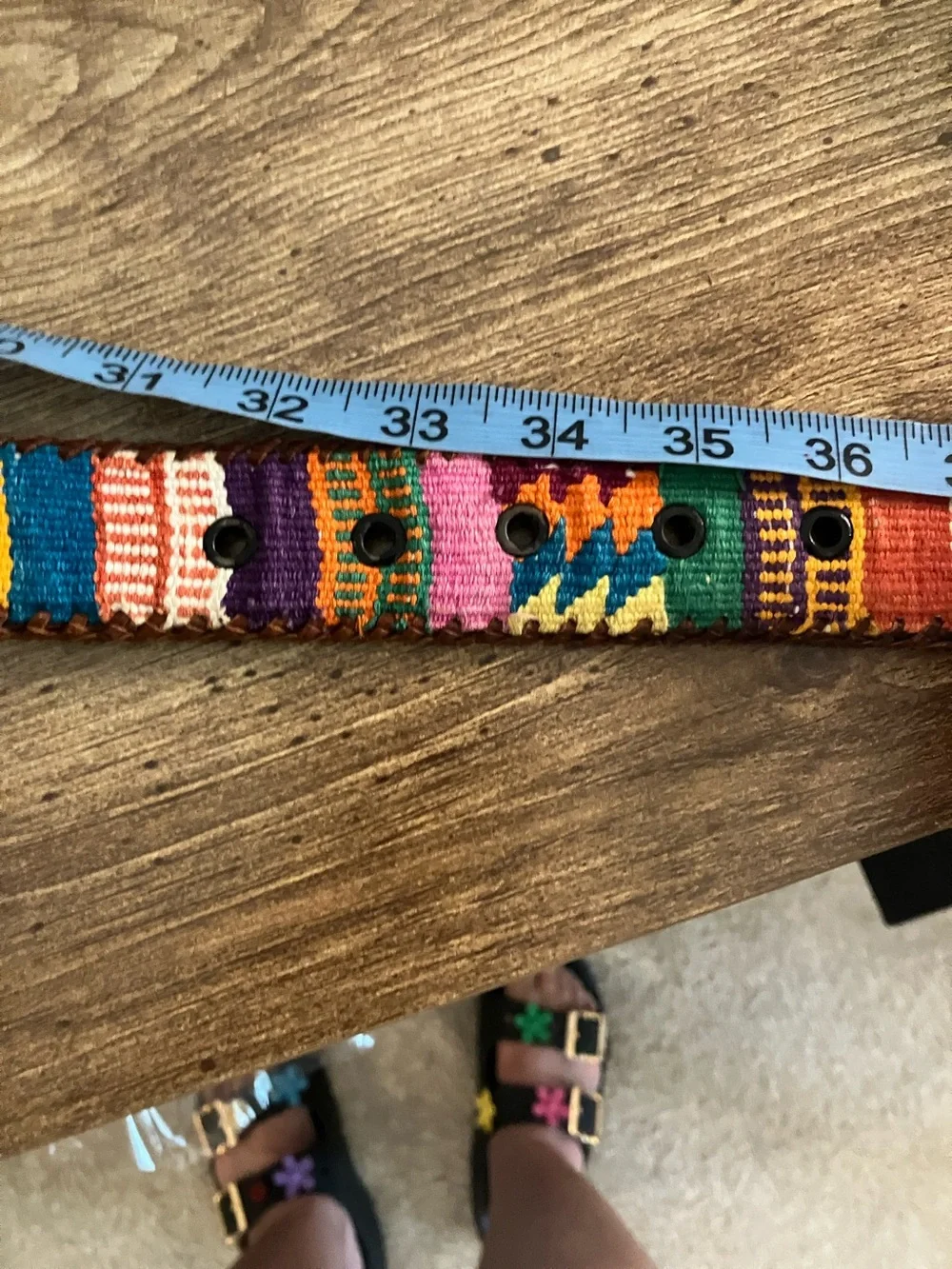 Woven Multicolor Leather-Trim Women's Belt